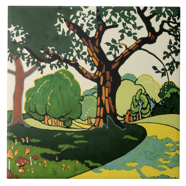 Vintage Oxhey Woods by Edward McKnight Kauffer Tile (Front)