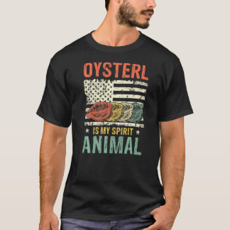 Vintage Oyster Spirit Animal Retro Us American Fla T-Shirt