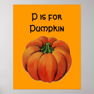 Vintage P is for Pumpkin Poster