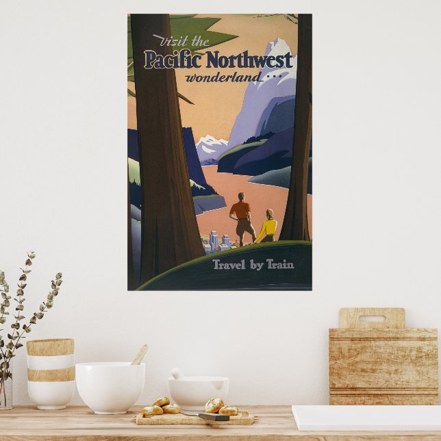 Vintage Pacific Northwest Travel Poster 1925 Train (Kitchen)