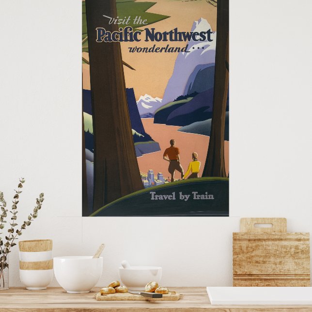 Vintage Pacific Northwest Travel Poster 1925 Train (Kitchen)