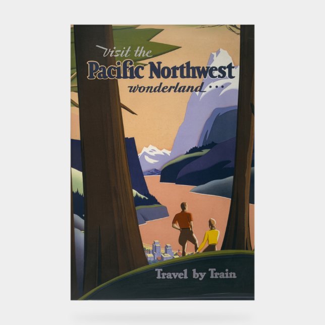 Vintage Pacific Northwest Travel Poster 1925 Train (Front)