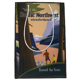 Vintage Pacific Northwest Travel Poster 1925 Train Medium Gift Bag
