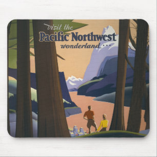 Vintage Pacific Northwest Travel Poster 1925 Train Mouse Pad