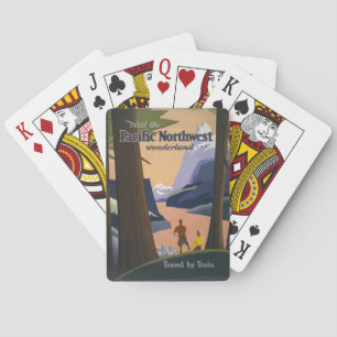 Vintage Pacific Northwest Travel Poster 1925 Train Playing Cards