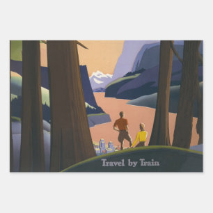 Vintage Pacific Northwest Travel Poster 1925 Train Wrapping Paper Sheet