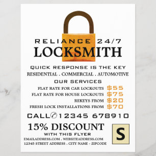 Vintage Padlock, Locksmith Advertising Flyer
