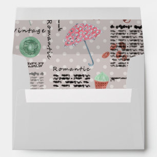 Vintage page newspaper polka dots stylish retro envelope