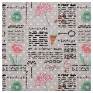 Vintage page newspaper polka dots stylish retro fabric