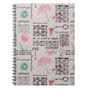Vintage page newspaper polka dots stylish retro notebook