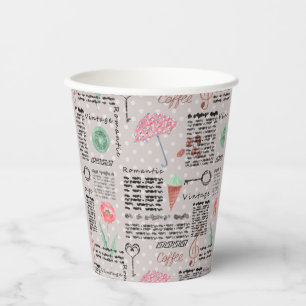Vintage page newspaper polka dots stylish retro  paper cups