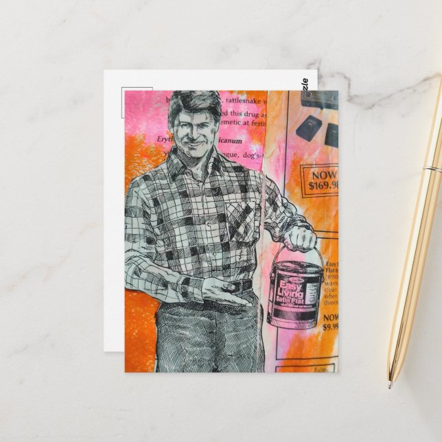 Vintage Paint Man Collage Postcard (Front/Back In Situ)