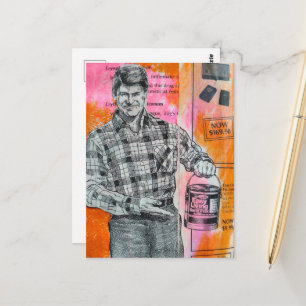 Vintage Paint Man Collage Postcard