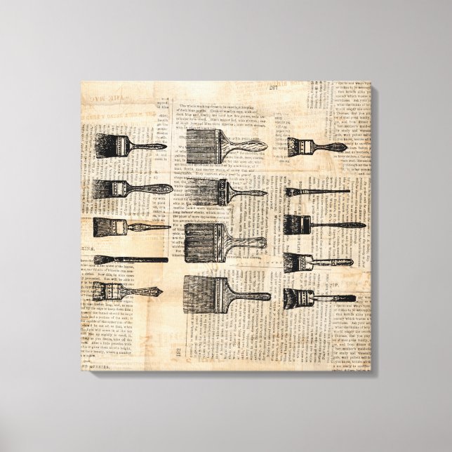 Vintage Paintbrushes Paint Brush Newspaper Print (Front)