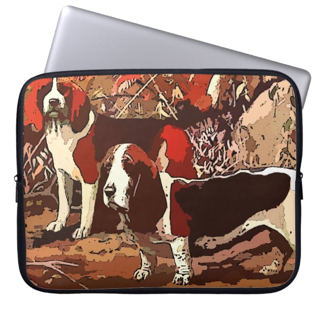Vintage Painted Beagles Laptop Computer Sleeve (Front)
