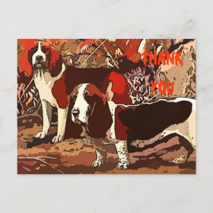 Vintage Painted Beagles Thank You Postcard