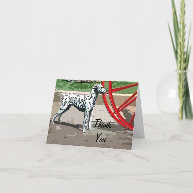 Vintage Painted Dalmatian Thank You Note Card (Front)