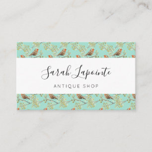 Vintage Painted European Robin Bird Pattern Business Card