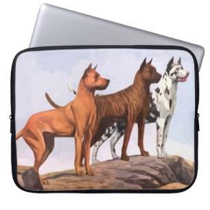 Vintage Painted Great Danes Laptop Computer Sleeve