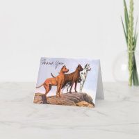 Vintage Painted Great Danes Thank You Note Card