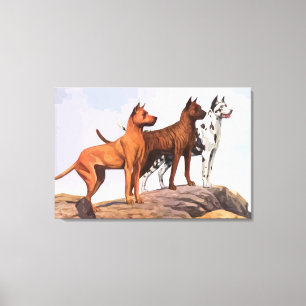 Vintage Painted Great Danes Wrapped Canvas Print