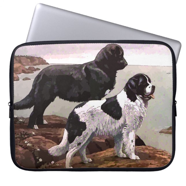 Vintage Painted Newfoundlands Laptop Sleeve (Front)