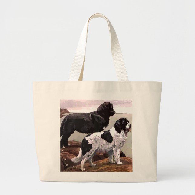 vintage painted newfoundlands tote bag (Front)