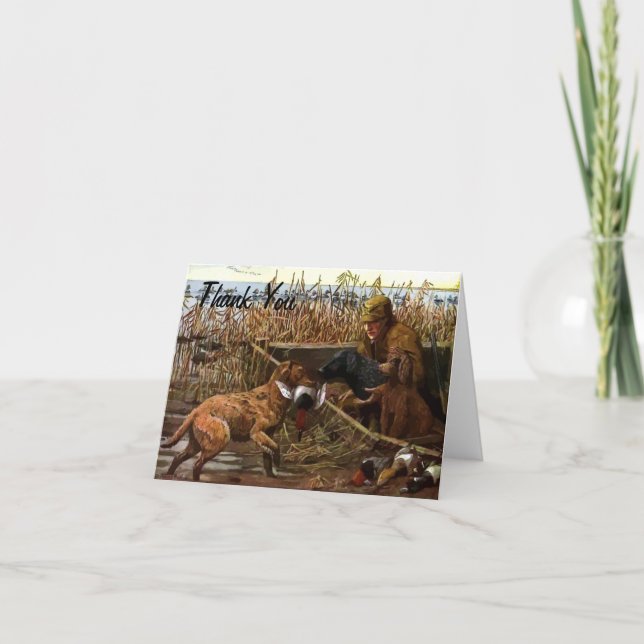 Vintage Painted Retrievers Thank You Note Card (Front)