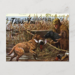vintage painted retrievers thank you postcard