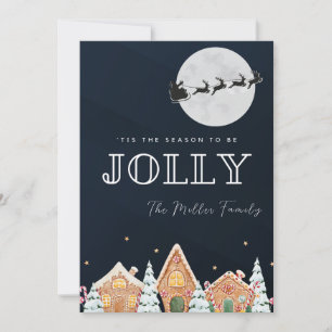 Vintage Painted Santa Snow Reindeer Holiday Card 