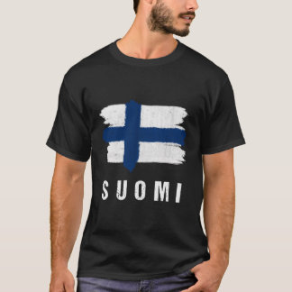 Vintage Painted Suomi Flag Finland Flag Fan Gift T-Shirt