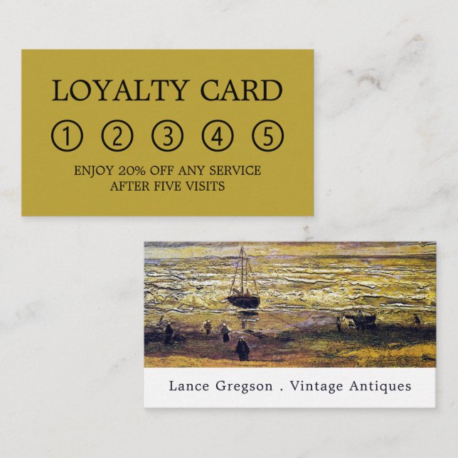 Vintage Painting, Antique Dealer Business Loyalty Card (Front/Back)
