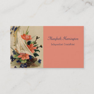 Vintage Painting - Flowers in a Sailboat. Business Card