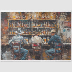 Vintage Painting Men at Western Saloon Decoupage Tissue Paper