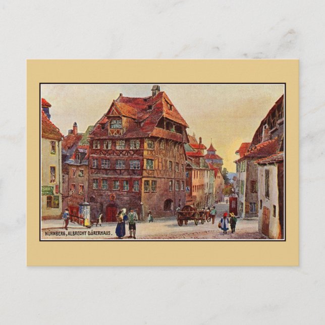 Vintage painting Nürnberg Albrecht Dürer house art Postcard (Front)