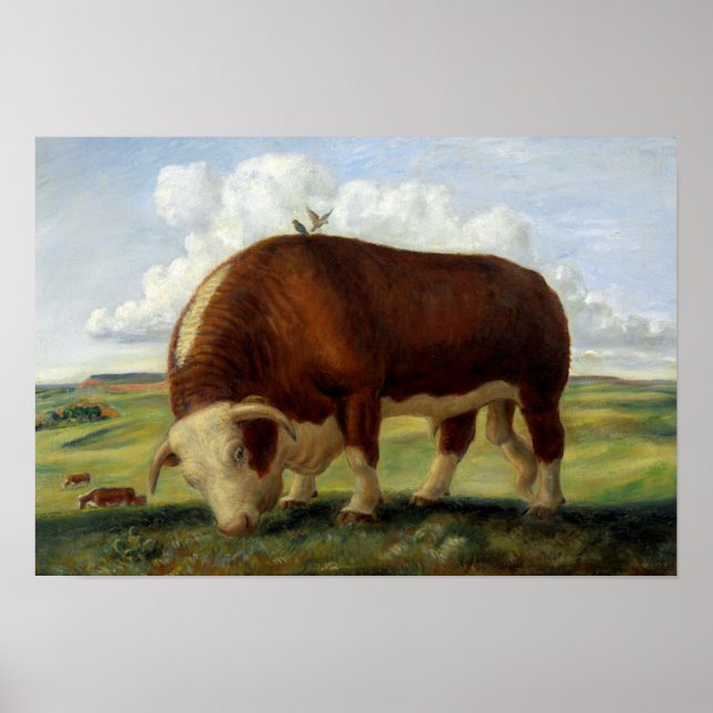 Vintage painting of a Hereford bull Poster (Front)