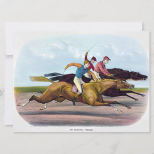 Vintage Painting Of A Horse Race Scene, Horses Holiday Card
