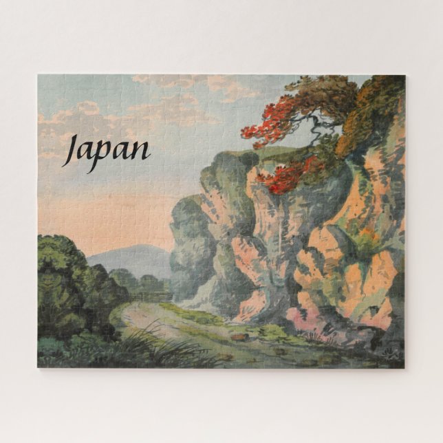 Vintage Painting of Japan Countryside Landscape Jigsaw Puzzle (Horizontal)