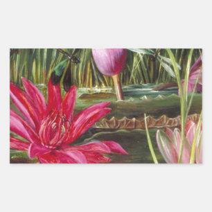 Vintage Painting Pink Blossoms Flowers Rectangular Sticker