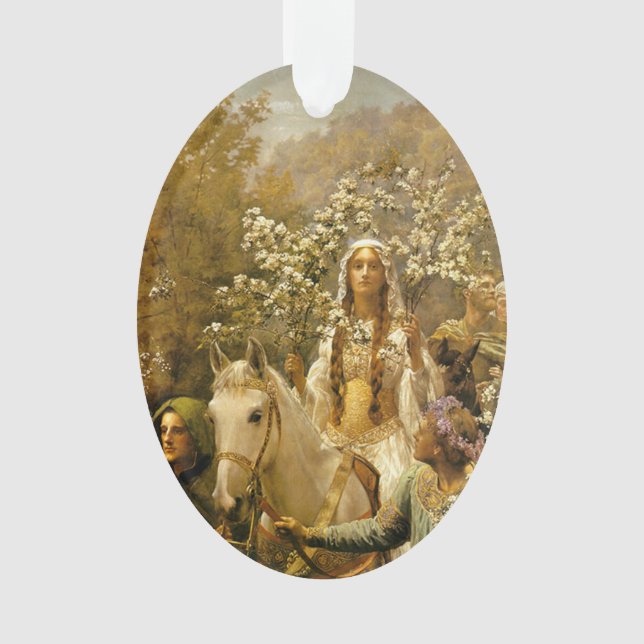Vintage Painting Queen Guinevere's Maying Ornament (Front)