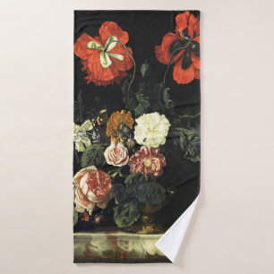 Vintage painting Still Life with Flowers Bath Towel Set