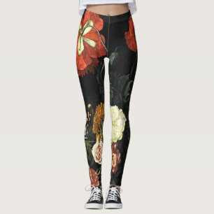 Vintage painting Still Life with Flowers Leggings