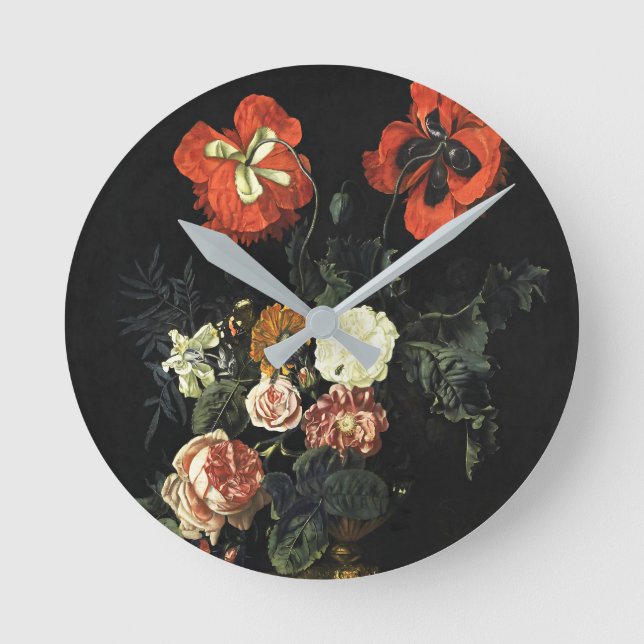 Vintage painting Still Life with Flowers  Round Clock (Front)