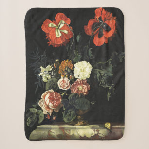 Vintage painting Still Life with Flowers Sherpa Blanket