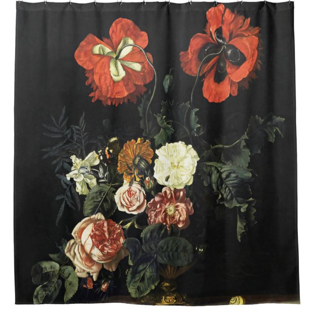 Vintage painting Still Life with Flowers  Shower Curtain (Front)