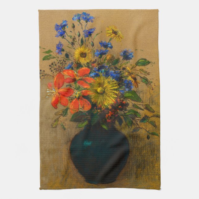 Vintage painting Wildflowers Tea Towel (Vertical)