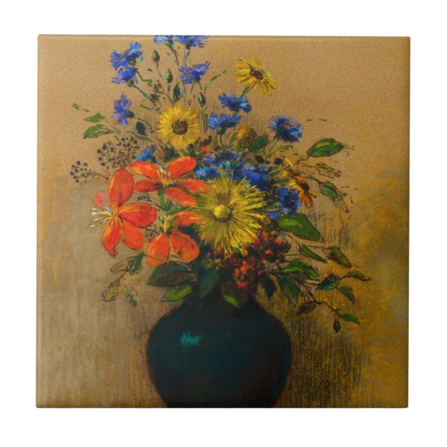 Vintage painting Wildflowers Tile (Front)