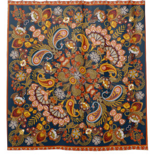 Vintage paisley bandana print,silk neck scarf or k shower curtain