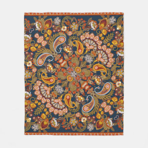 Vintage paisley bandanna print,  silk neck scarf o fleece blanket