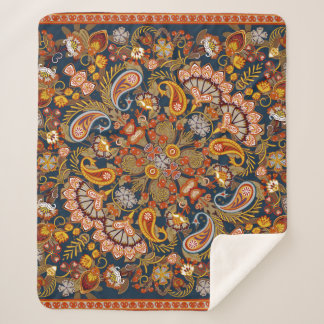 Vintage paisley bandanna print,silk neck scarf or  sherpa blanket